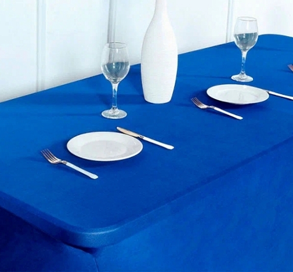Стрейч скатерть для прямоугольного стола синяя рис 2