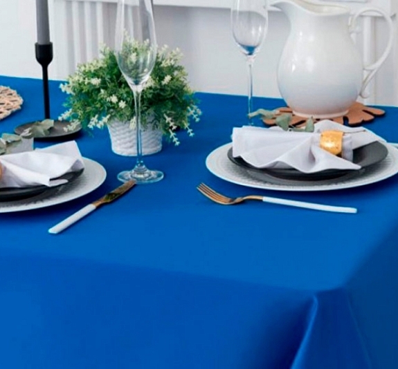 Скатерть прямоугольная синяя «Жаккард» рис 1