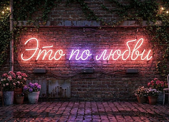 Аренда неоновой вывески «Это по любви»