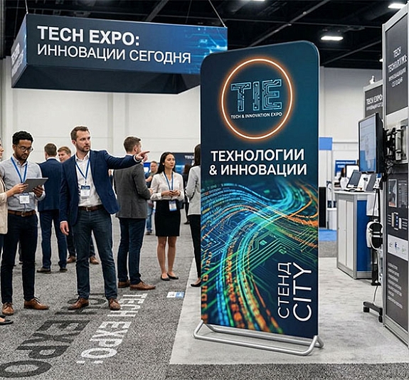 Мобильный стенд City с двусторонней печатью рис 1