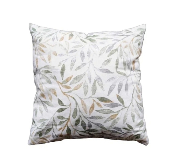Декоративная подушка с зелёными листьями рис 3