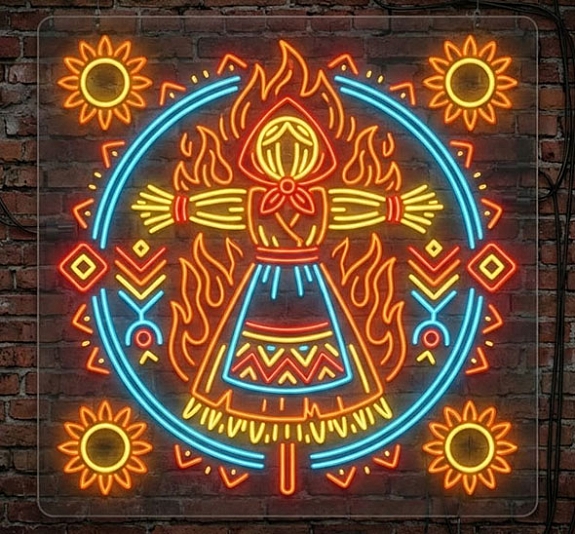 Аренда неоновой вывески «Чучело Масленицы» рис 1