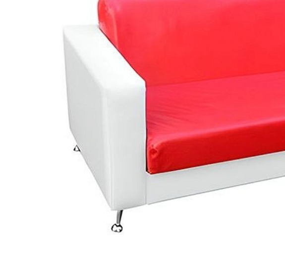Диван Cube из экокожи трехместный красно-белый рис 2