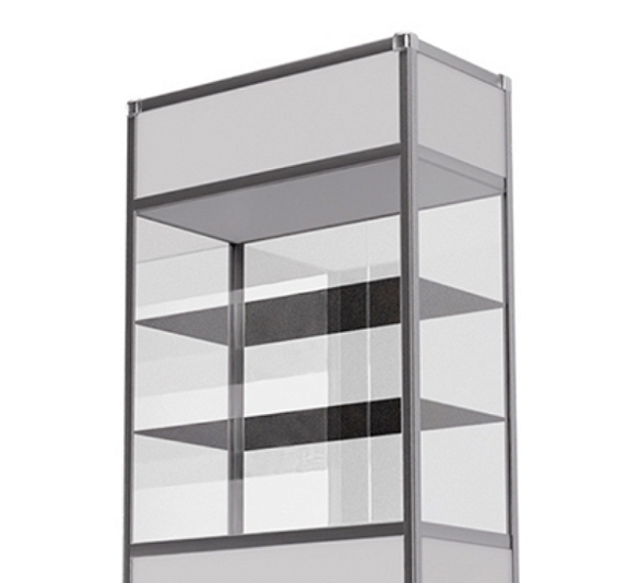 Витрина высокая прямоугольная бело-серебристая рис 1
