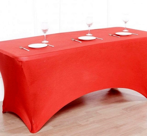 Стрейч скатерть для прямоугольного стола красная рис 1