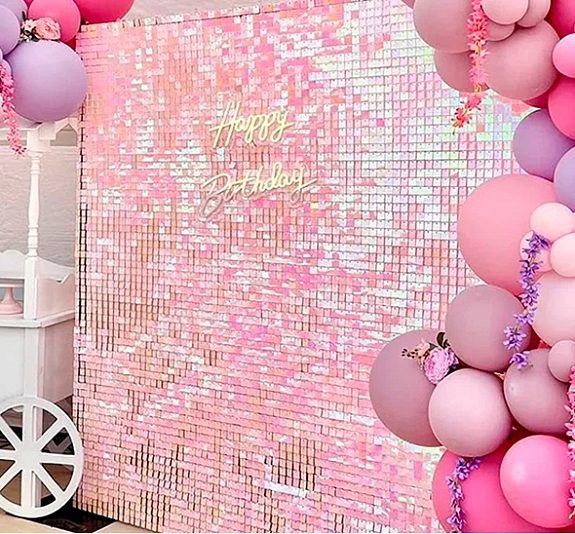 Фотозона Пайетки розовый перламутр рис 1