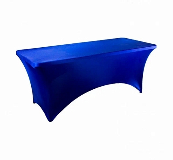 Стрейч скатерть для прямоугольного стола синяя рис 1
