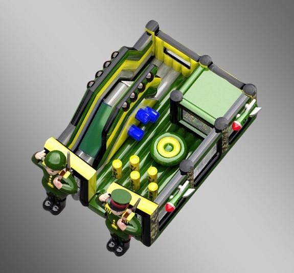 картинка Батут с горкой "Солдаты" от компании Рент-Бери