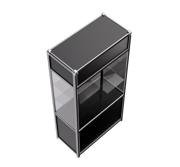 Витрина высокая прямоугольная черно-серебристая рис 3