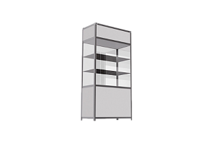 Витрина высокая прямоугольная бело-серебристая